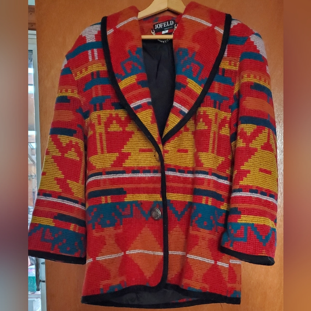 Jofeld Vintage Aztec Blanket Jacket, Size Adult Medium